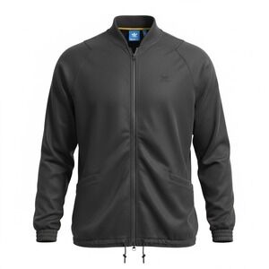 Adidas Originals Trefoil 3-Stripes Track Jacket Mens L Black On Black Full Zip